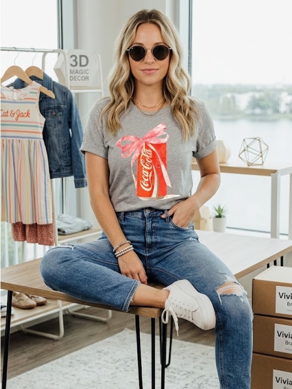 Coca Cola Classic Graphic T Shirt Vintage Style Women's XS Heather Grey Tee NWT - Picture 2 of 4